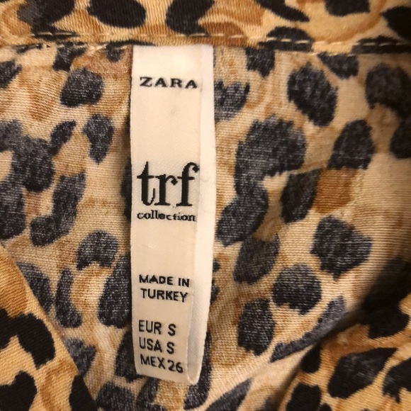 Zara Chetah Animal Print Cropped/ Crop Button Up Top trf collection Size Small - Picture 2 of 16